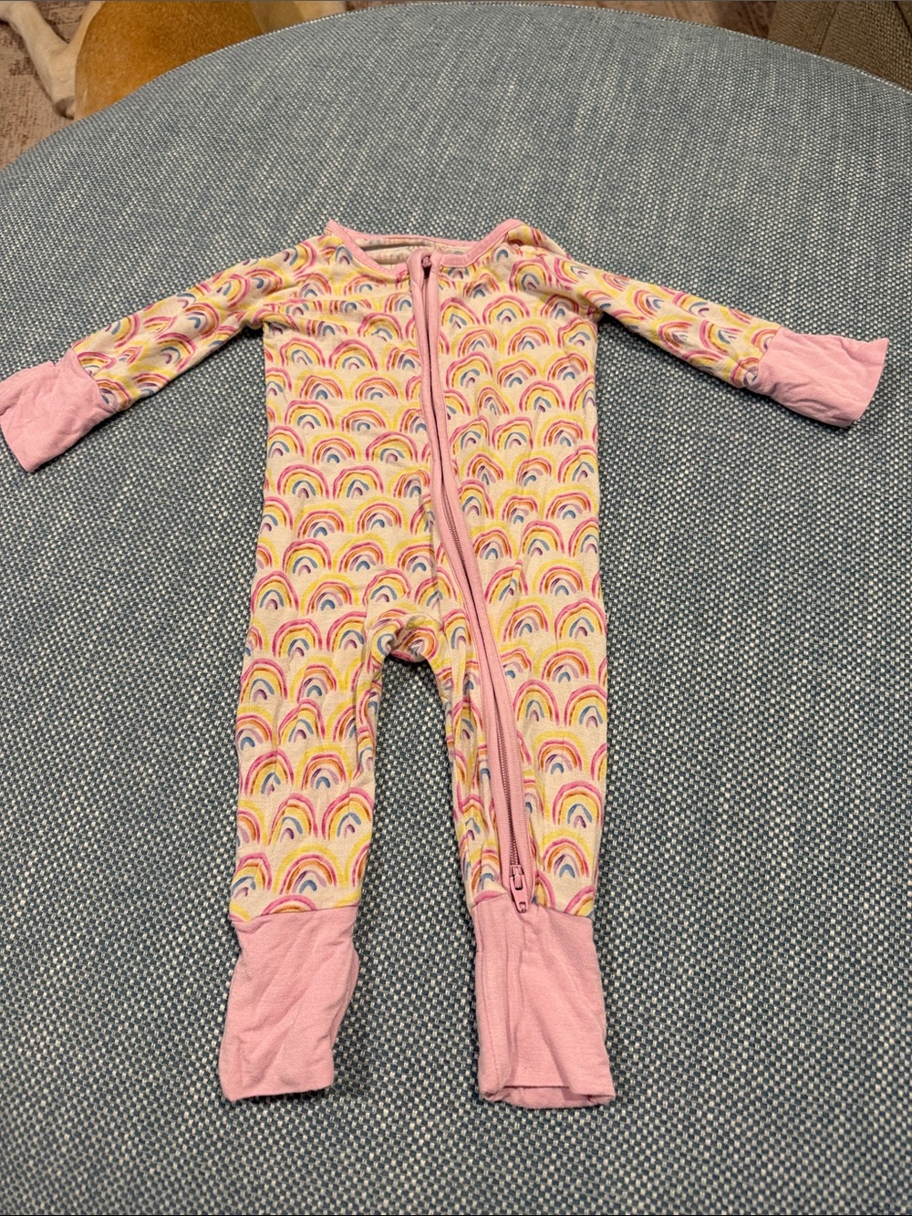 Kids Rainbow-Print One-Piece Pajamas - Pink